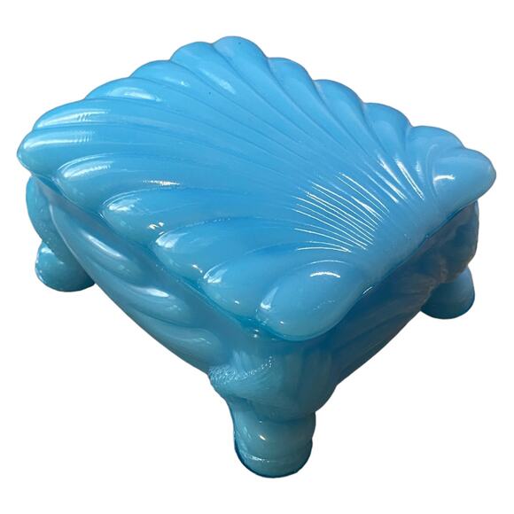 Shell Trinket Dresser Box Boyd Glass Cambridge Caprice 1993 Waterloo Blue - Picture 10 of 13